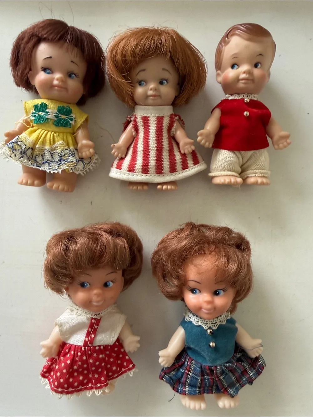 Vintage 1960s Uneeda Pee Wee Dolls Lot of 5